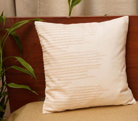 Embroidered cotton white cushion cover