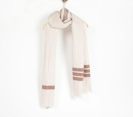 Handloom cotton neutral scarf