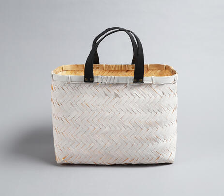 Chevron handwoven bamboo tote bag