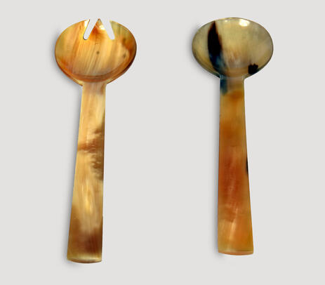 Hand cut natural horn serving spoon