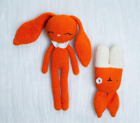 Crochet bunny and sunny soft toys