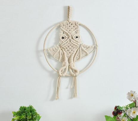 Handwoven macrame 'owl' wall hanging