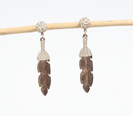 Metal cast feather earrings