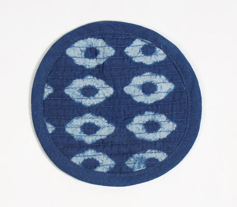 Indigo-dyed block printed cotton coasters