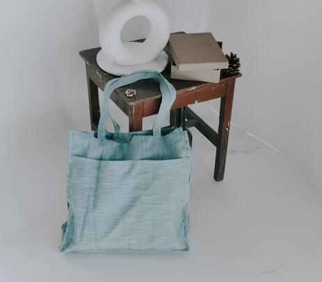 Handwoven linen solid green tote bag