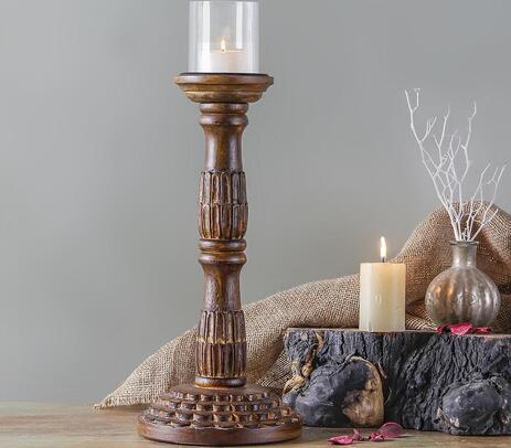 Handmade vintage brown candle holder