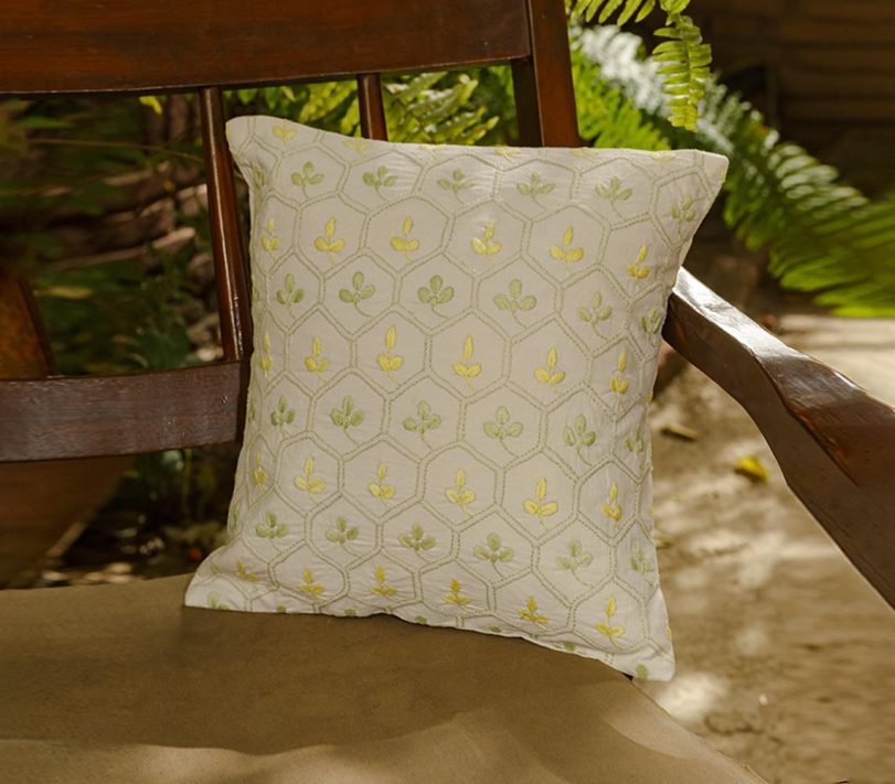 Chikankari garden cushion cover