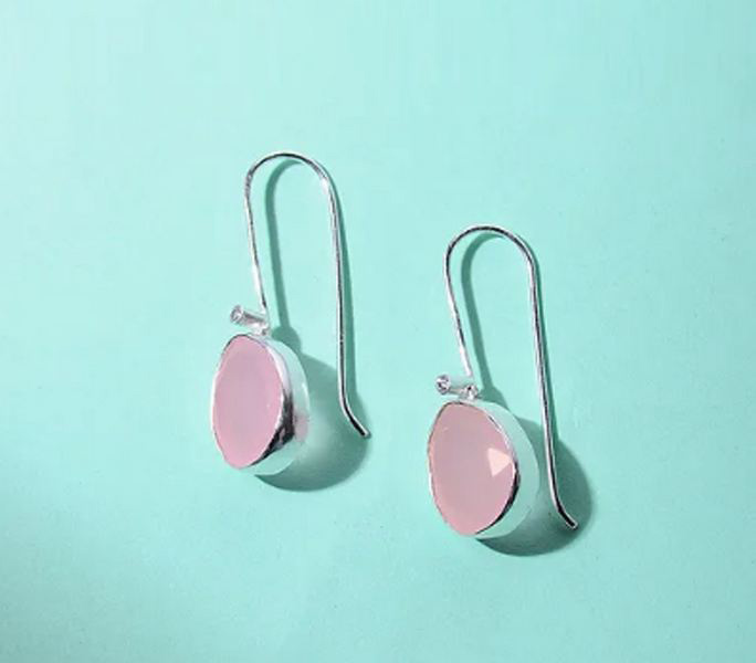 Studded handmade sterling silver drop earrings