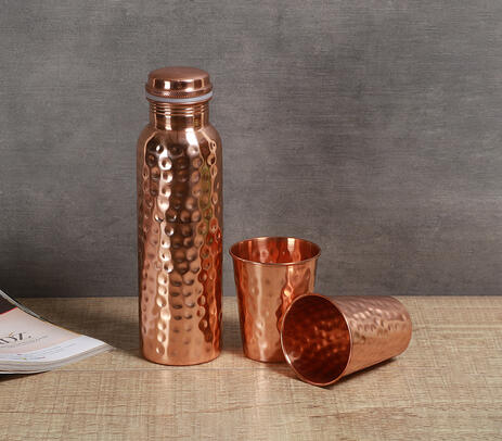 Hand beaten copper bottle