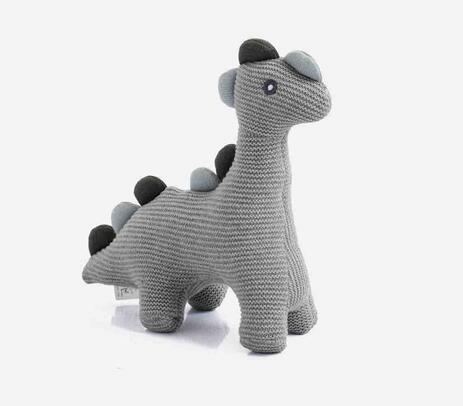 Knitted cotton grey dino soft toy