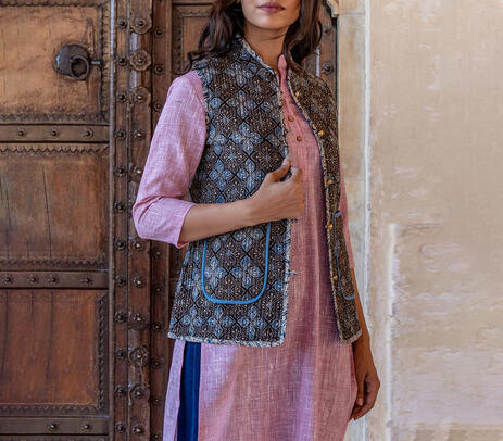 Ajrak cotton quilted jacket