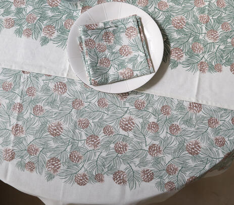 Chambray woven floral tablecloth