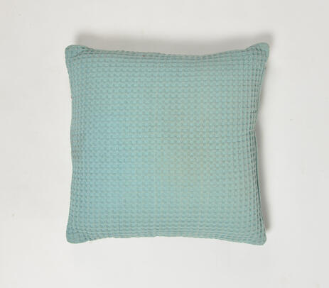 Handloom recycled cotton green cushion cover