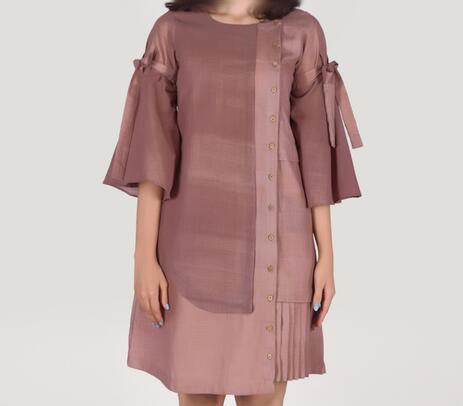 Natural dyed cotton linen deconstructed shirt dress