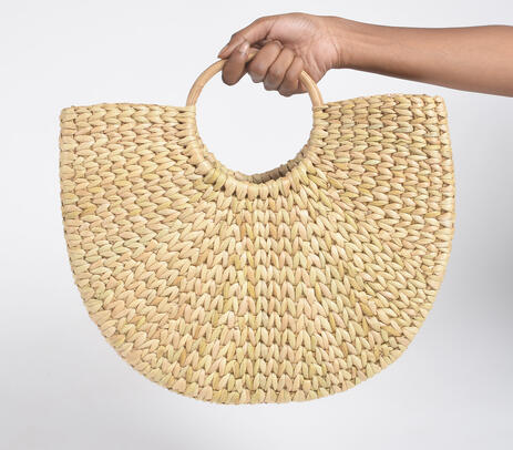 Handwoven kauna grass shopping handbag