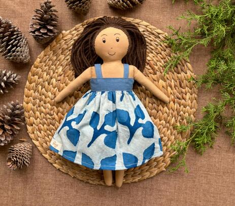 Handmade botanical dress rag doll