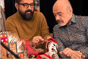 Christian Louboutin (right) x Sabyasachi Mukherjee work on a modern footwear collection